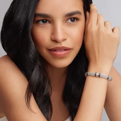 New Double Station Diamond Caviar Bracelet | 9Mm Diamonds