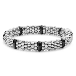 New Double Station Diamond Caviar Bracelet | 9Mm Diamonds