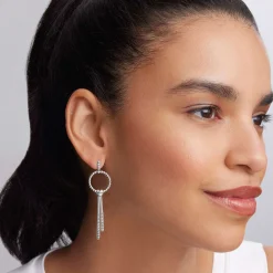 Best Double Station Linear Drop Earrings Silver