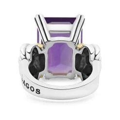 Hot Extra Large Emerald-Cut Amethyst Ring Two-Tone