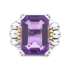 Clearance Extra Large Emerald-Cut Amethyst Ring Gemstones