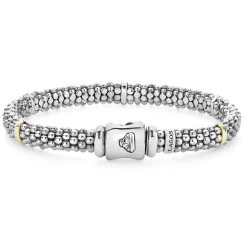 Discount Five Gold Station Caviar Bracelet | 6Mm Two-Tone