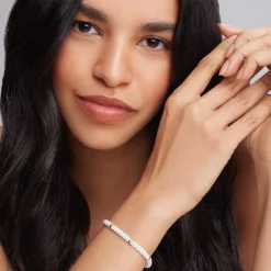 New Five Silver Station Ceramic Bracelet | 5Mm Caviar Bracelets