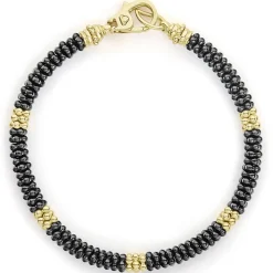 Cheap Five Small 18K Gold Station Ceramic Beaded Bracelet | 5Mm Gold