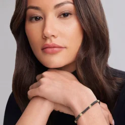 Cheap Five Small 18K Gold Station Ceramic Beaded Bracelet | 5Mm Gold