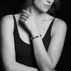 Best Five Station Ceramic Diamond Bracelet | 9Mm Silver