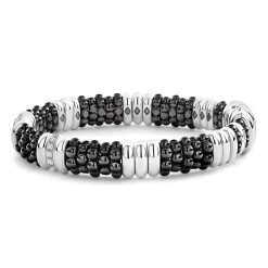 Best Five Station Ceramic Diamond Bracelet | 9Mm Silver