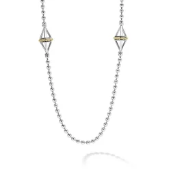Cheap Five Station Open Pyramid Necklace Two-Tone