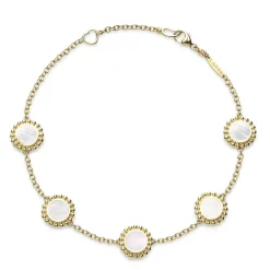 Hot Five Station Round Mother Of Pearl Bracelet Gold