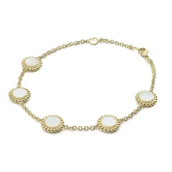 Hot Five Station Round Mother Of Pearl Bracelet Gold
