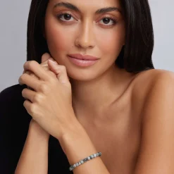 Online Five Station Silver Eagle Eye Bead Bracelet Silver