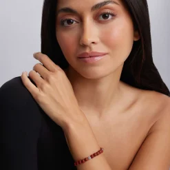 Cheap Five Station Silver Red Jasper Bead Bracelet Silver