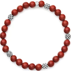 Cheap Five Station Silver Red Jasper Bead Bracelet Silver