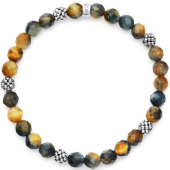 Hot Five Station Silver Tigereye Bead Bracelet Silver