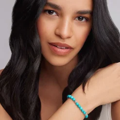 Clearance Five Station Silver Turquoise Bead Bracelet Gemstones