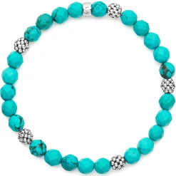 Clearance Five Station Silver Turquoise Bead Bracelet Gemstones