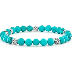 Cheap Five Station Silver Turquoise Bead Bracelet Silver