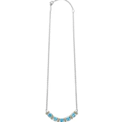 New Five Station Swiss Blue Topaz Necklace Two-Tone