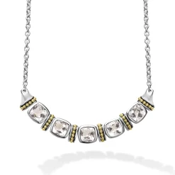 Store Five Station White Topaz Necklace Two-Tone