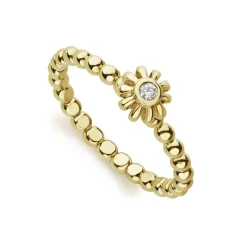Sale Fluted Flower Diamond Ring Gold
