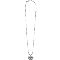 Best Sale Fluted Heart Locket Necklace Silver