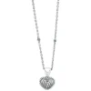New Fluted Heart Pendant Necklace Silver