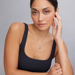 New Fluted Heart Pendant Necklace Silver