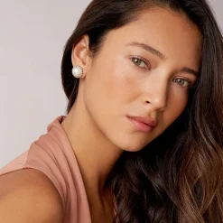 Cheap Fluted Pearl Stud Earrings Pearl