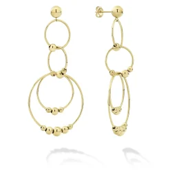 Outlet Four Circle Bead Drop Earrings Gold