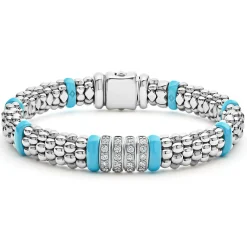 Fashion Four Station Diamond Caviar Bracelet | 9Mm Silver