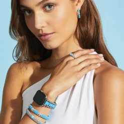 Fashion Four Station Diamond Caviar Bracelet | 9Mm Silver