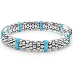 Fashion Four Station Diamond Caviar Bracelet | 9Mm Silver