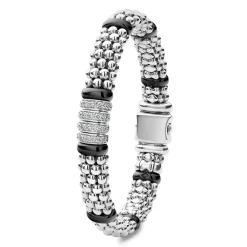 Cheap Four Station Diamond Caviar Bracelet | 9Mm Silver