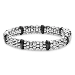 Cheap Four Station Diamond Caviar Bracelet | 9Mm Silver