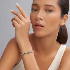 Fashion Four Station Diamond Caviar Bracelet | 6Mm Silver