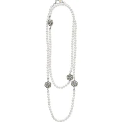 Cheap Four Station Love Knot Pearl Necklace Two-Tone