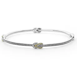 Store Four Station Two-Tone Knot Diamond Bangle Bracelet Diamonds