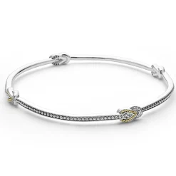 Store Four Station Two-Tone Knot Diamond Bangle Bracelet Diamonds