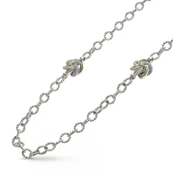 Store Four Station Two-Tone Love Knot Necklace Two-Tone
