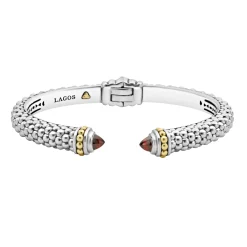 Online Garnet Cuff Bracelet | 8Mm Two-Tone