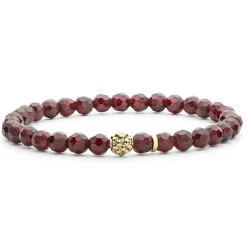 Flash Sale Garnet Gold Station Bead Bracelet Gold