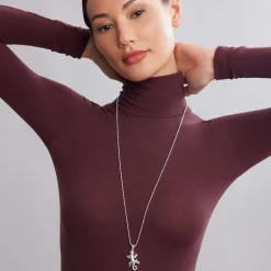 New Gecko Pendant Necklace Silver