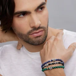 Outlet Gemstone Skull Stretch Bracelet Gift Set Silver