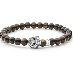 Clearance Golden Obsidian Skull Bracelet Silver