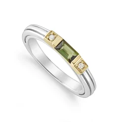 Clearance Green Tourmaline And Diamond Stacking Ring Two-Tone