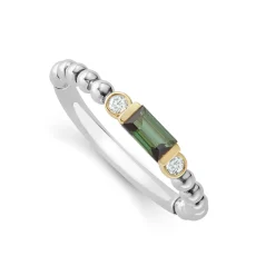 Sale Green Tourmaline Stacking Ring With Diamonds Two-Tone