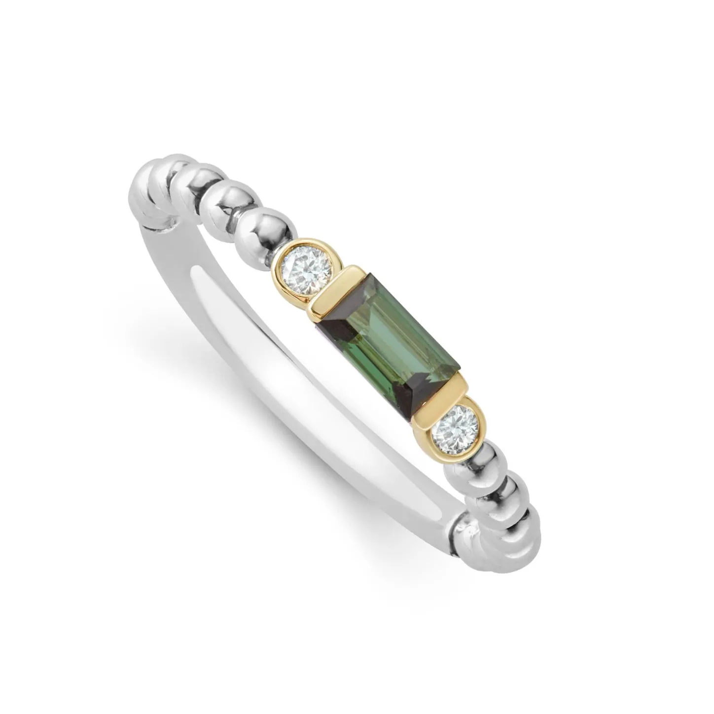 Sale Green Tourmaline Stacking Ring With Diamonds Two-Tone