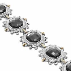 Store Hematite And Diamond Statement Bracelet Diamonds
