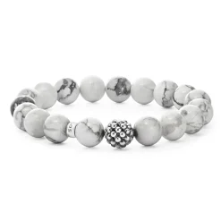 Store Howlite Silver Station Bead Bracelet Silver