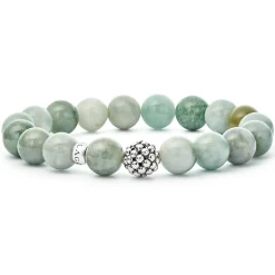 Best Sale Jade Silver Station Bead Bracelet Gemstones